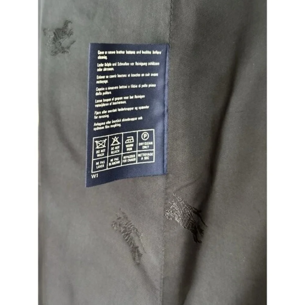 Authentic Burberry 100% Wool Navy Blue Midi Trench Coat Women's 10 Waterproof - Picture 9 of 13